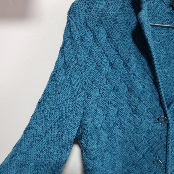 TALBOTS Merino Wool Cardigan Sweater Textured Knit Buttons Women's Large Petite - Picture 4 of 11